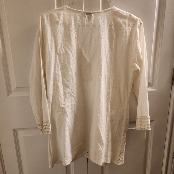 646 Main white eyelet embroidered short sleeve top tunic large 100% cotton - Picture 7 of 11